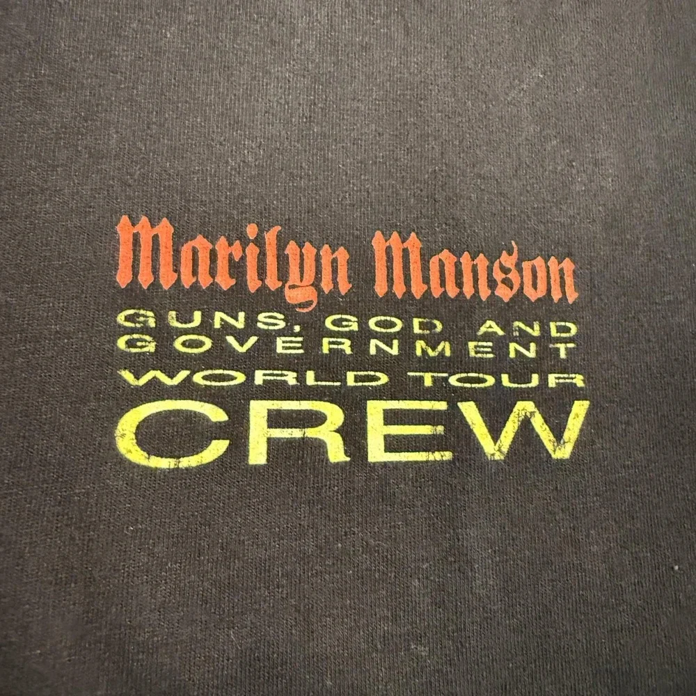 Marilyn Manson Guns God and Government World Tour Crew T-Shirt Black XL AAA Tag
